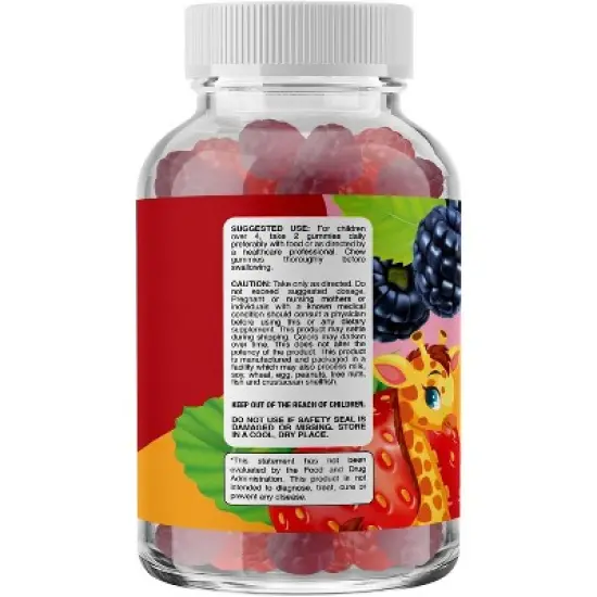 Sugar Free Fiber Gummies for Kids, Delicious & Nutritious Kids Fiber Gummies, Sugar Free Supplement for Digestive & Immune Support, Phytoral, 120ct image {1}