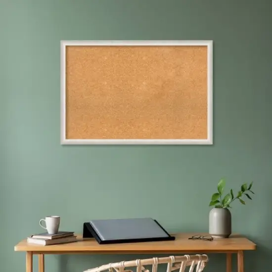 38"x26" Two Tone Wood Frame Cork Board Silver - Amanti Art: Wall Mount, Bulletin, Large Size image {7}