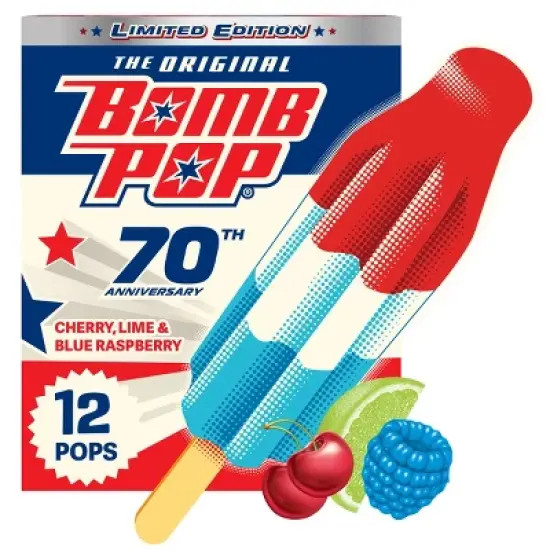 Bomb Pop Original (Cherry, Lime, Blue Raspberry) Frozen Bars - 12pk/21 fl oz image {8}