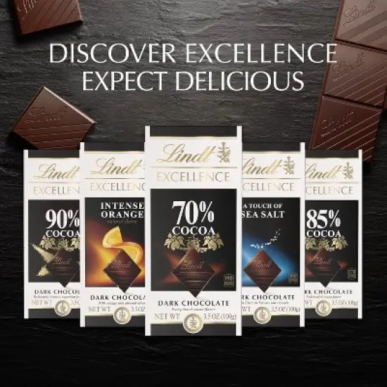Lindt 4/6/12 Bars,  Excellence 85% Cocoa Dark Chocolate 3.5oz Full Size Candy Bar image {6}