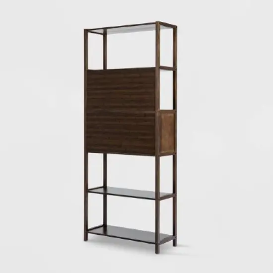 Selma Bamboo Bookcase Right Facing Spindle Cabinet - Boraam image {1}
