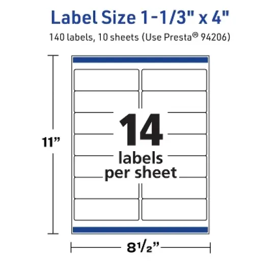 Avery TrueBlock Matte White Paper Labels,  1-1/3" x 4" Rectangle image {4}