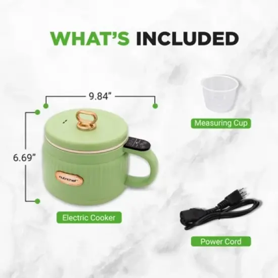 NutriChef 1.6L Multi-Functional Portable Electric Rice Cooker - Green, with Ceramic Coating image {7}