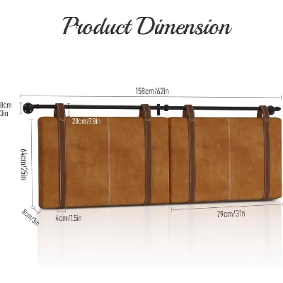 Acoinel Wall Mounted Headboard,for Bedroom,Modern Style Headboard with Faux Leather Straps for Bedroom,Entryway image {2}