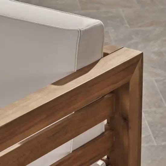 Oana 6pc Acacia Wood Sofa Chat Set Teak/Beige - Christopher Knight Home image {3}