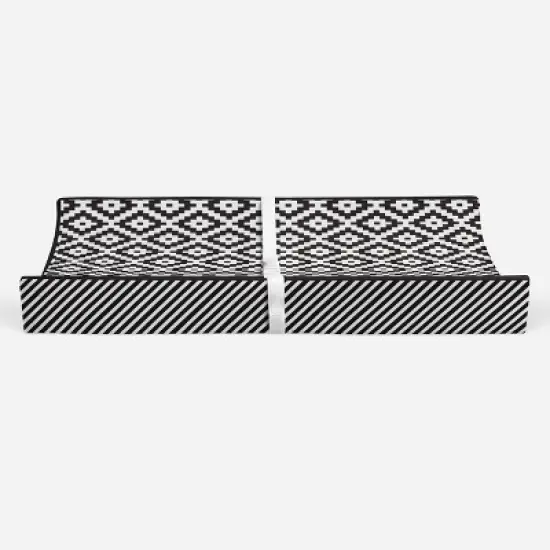 Bacati - Love Black/White Warp Stripes Changing Pad Cover image {5}