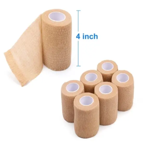 LotFancy 6 Pack Self Adhesive Bandage Wraps, 4 in x 5 Yards Medical Tape image {2}