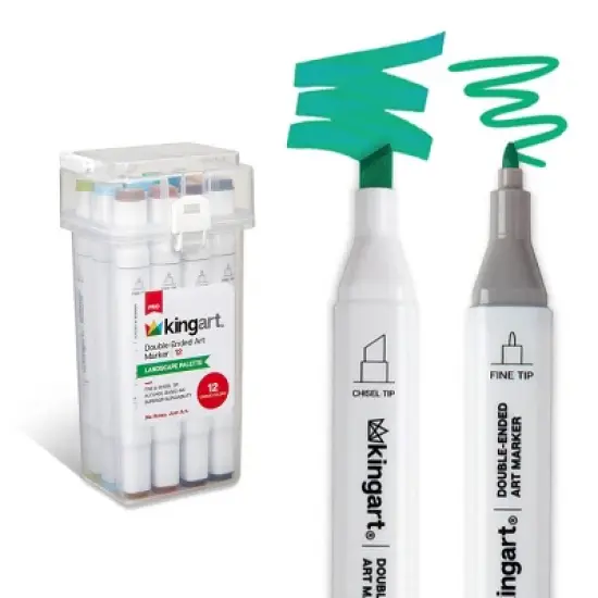KINGART PRO Double-Ended Markers 12 Landscape Colors image {10}