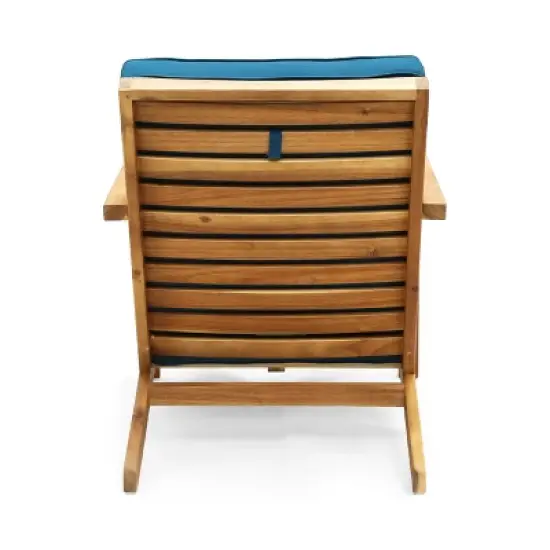 GDFStudio Ludwig Outdoor Acacia Wood 3 Piece Chat Set with Cushions image {5}