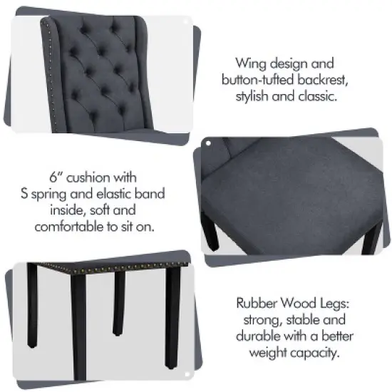 Yaheetech Button Tufted Dining Chairs Set of 2 image {3}