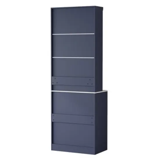 TIRAMISUBEST 83.7" Modern Kitchen Pantry Cabinet with Faux Marble Top, 5 Drawers & Adjustable Shelf - Freestanding Storage Hutch, Blue image {10}