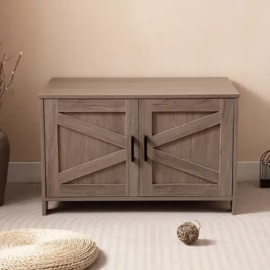 ONWITH Cat Litter Box Enclosure, Litter Box Furniture Hidden with Barn Door image {3}