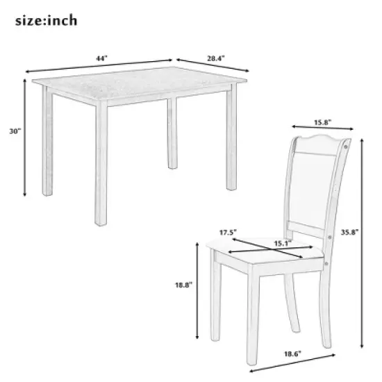 5-Piece Wood Dining Table Set with Upholstered Chairs-ModernLuxe image {4}