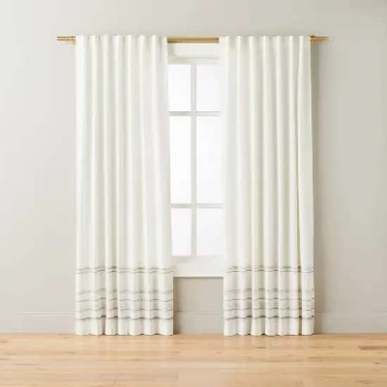 Engineered Hem Stripes Curtain Panel Cream/Gray - Hearth & Hand&trade; with Magnolia image {3}