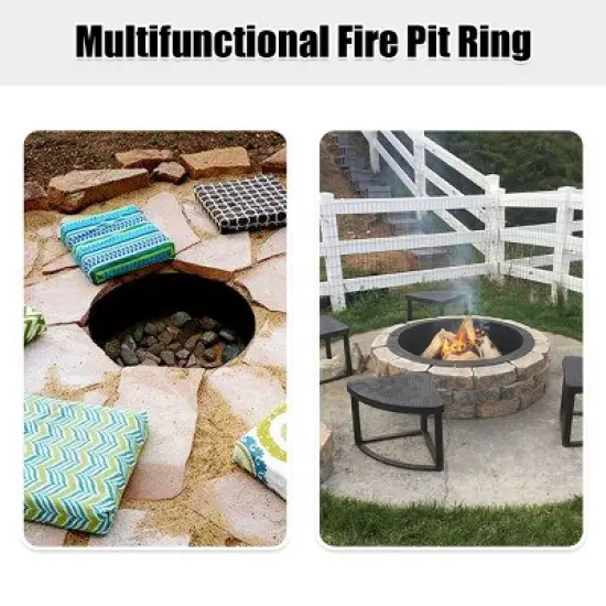 Costway 36 Inch Round Steel Fire Pit Ring Liner DIY Wood Burning Insert image {6}
