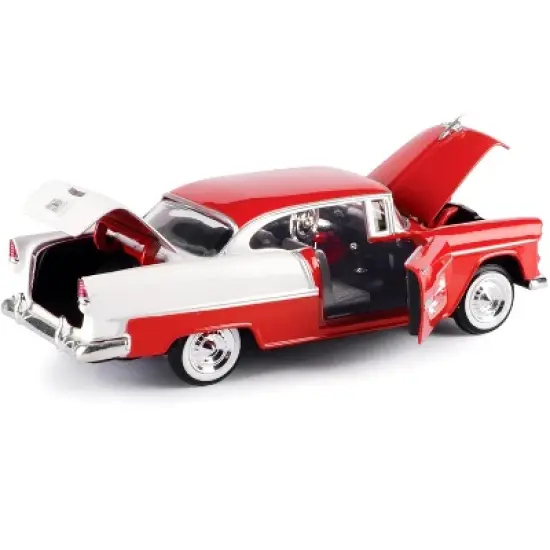 1955 Chevrolet Bel Air Red 1/24 Diecast Model Car by Motormax image {1}
