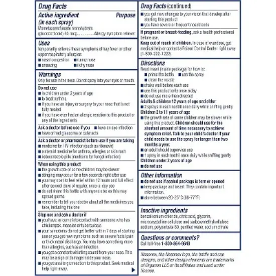 Nasonex Children's Allergy & Congestion 24 hour Relief  Nasal Spray, 0.25 Oz image {6}