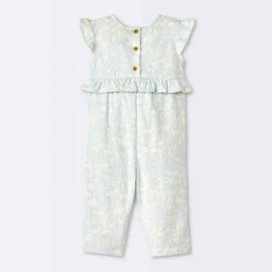 Baby Girls' Long Leg Floral Romper - Cloud Island&trade; Blue image {1}