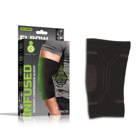 Green Drop Elbow Compression Sleeve - Infused Brace, HSA/FSA approved image {7}