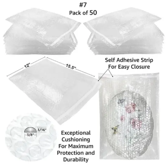 UOFFICE 100 Bubble Out Bags 12" x 15.5" Self-Sealing Envelopes image {8}
