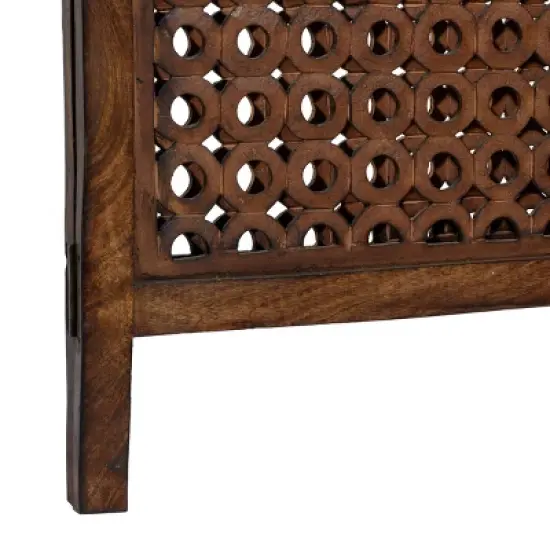 Traditional Wood Rectangle Room Divider Screen Brown - Olivia & May image {3}