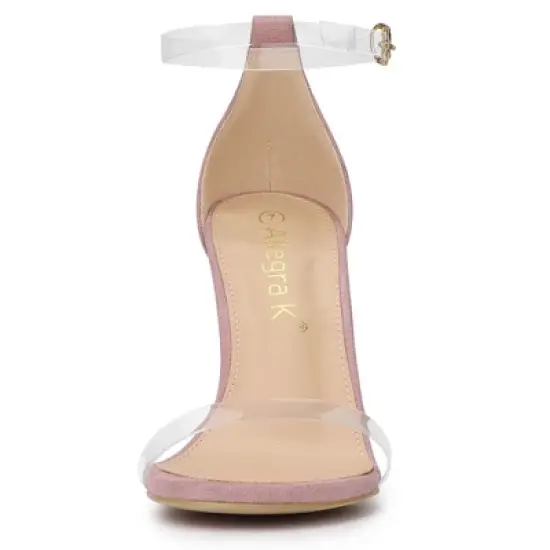 Allegra K Women's Open Toe Clear Ankle Strap Stiletto Heel Sandals image {2}