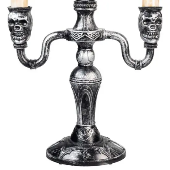 Northlight Antique-Style Skull Trio Flickering Halloween Candelabra - 13.75" - Amber Lights image {6}