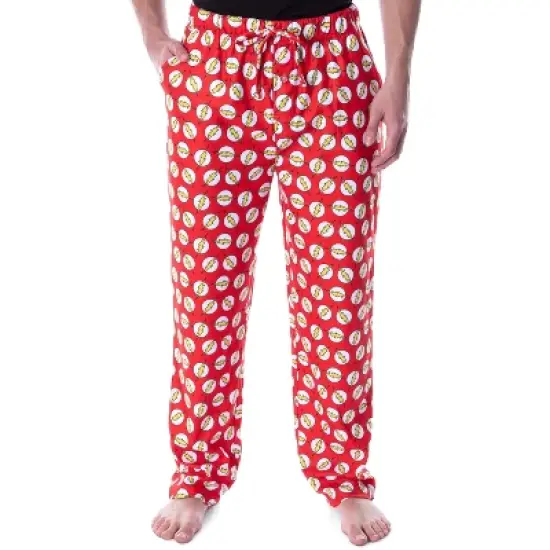DC Comics Men's The Flash Lightning Bolt Allover Loungewear Pajama Pants Red image {5}