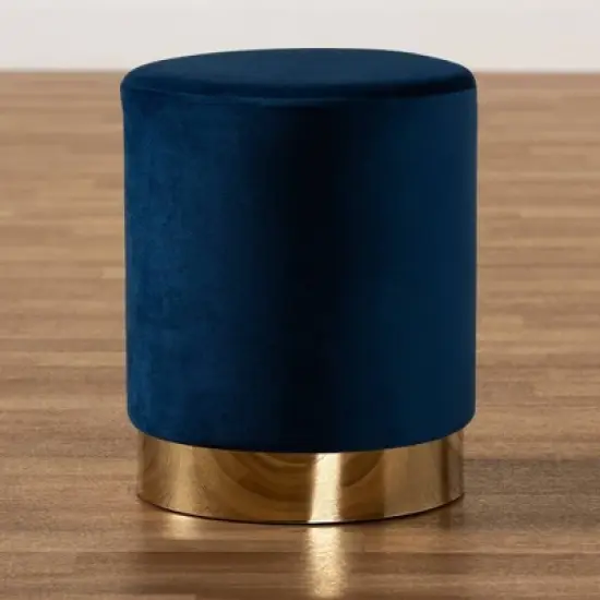 Chaela Velvet Metal Ottoman - Baxton Studio image {5}