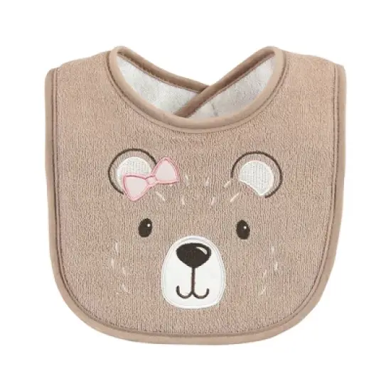 Hudson Baby Infant Girl Cotton Terry Drooler Bibs with Fiber Filling, Girl Moose Bear, One Size image {5}