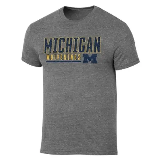 NCAA Michigan Wolverines Men's Gray Tri-Blend Short Sleeve T-Shirt image {3}