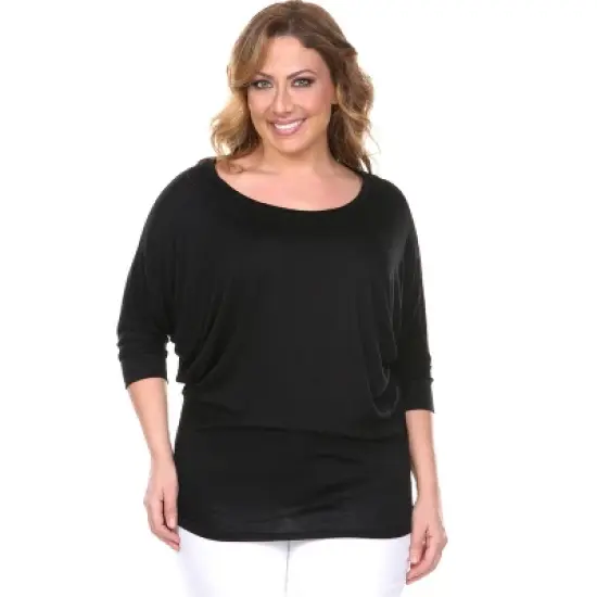 Women's Plus Size Bat Sleeve Tunic Top - White Mark image {5}