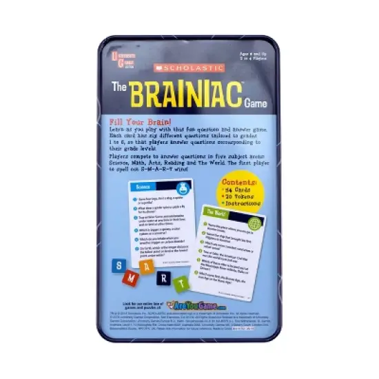 University Games Scholastic - The Brainiac Game Tin: Educational Memory Skills, 20-40 Min Playtime, 2-4 Players image {2}