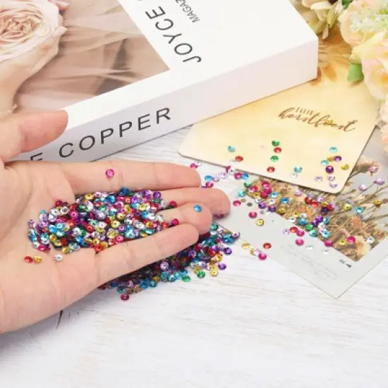 Unique Bargains Loose Shine Smooth DIY Crafts Cup Iridescent Sequins 3000 Pcs Multicolored image {4}