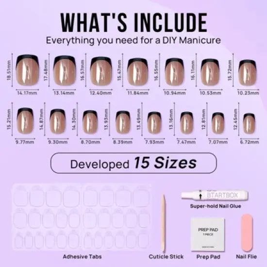 BTArtbox Press-On Nails - Braveheart - S Square - 32ct image {3}