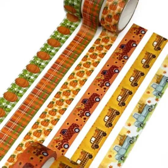 Wrapables Decorative Washi Tape for Scrapbooking, Stationery, Diary, Card Making, (12 Rolls) Pumpkin Fun image {2}