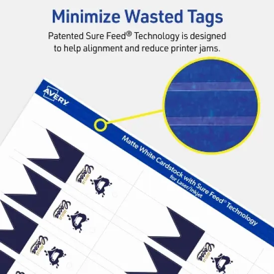 Avery Printable Banner Rectangle Flag Tags, Sure Feed Technology, 1" x 3", Matte White Cardstock, Print-to-The-Edge, Laser/Inkjet Printable, 400 Total image {6}