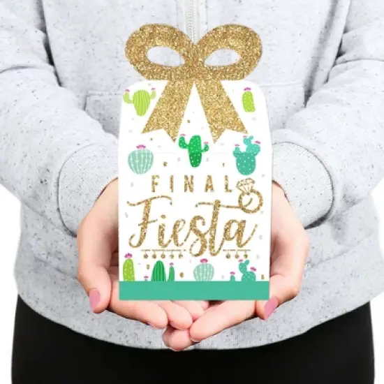 Big Dot of Happiness Final Fiesta - Square Favor Gift Boxes - Last Fiesta Bachelorette Party Bow Boxes - Set of 12 image {6}