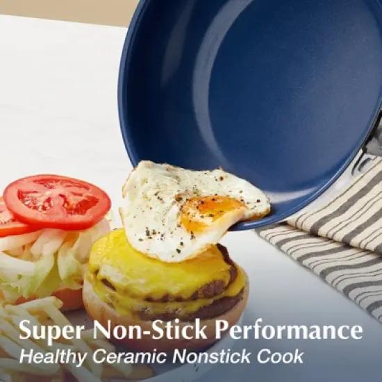 KOCH SYSTEME CS Fry Pan With Lid - Large Skillet Nonstick Frying Pan with Lid, Ceramic Coating image {1}