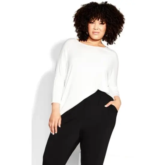 Women's Plus Size Bamboo 3/4 Top - ivory | ZIM & ZOE image {3}