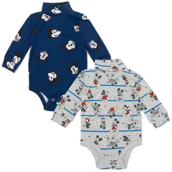 Disney Lion King,Mickey Mouse Simba Baby 2 Pack Turtleneck Bodysuits Newborn to Infant image {9}