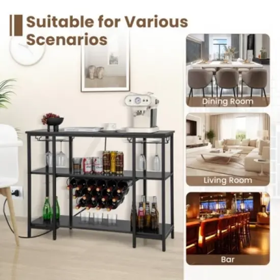 MOEPISY Industrial Wine Rack with Storage Shelves Gray image {6}