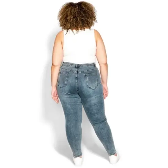 Women's Plus Size Classic Buttons Jean - blue gray | CITY CHIC image {1}
