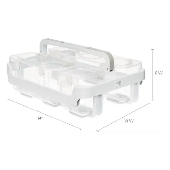 deflecto Stackable Caddy Organizer with S, M and L Containers, Plastic, 10.5 x 14 x 6.5, White Caddy/Clear Containers image {4}