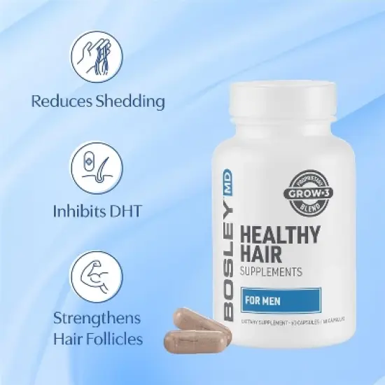 Bosley MD Healthy Hair Growth Supplements for Men (60 Count Capsules) BosleyMD image {1}