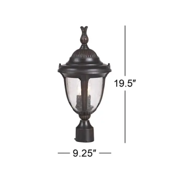 John Timberland Traditional Outdoor Post Light Bronze Cast Aluminum 19 1/2" Seedy Glass for Exterior Garden Yard Driveway image {2}