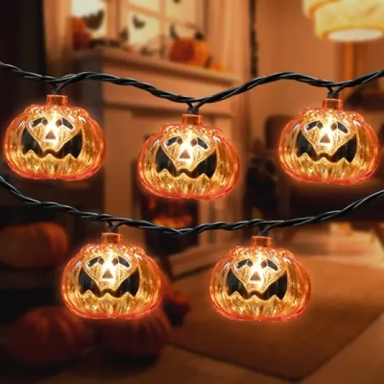 Northlight Jack O Lantern Halloween Lights - 7.5' Black Wire - 10ct image {2}