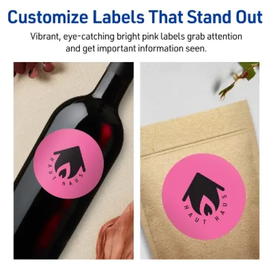 Avery Bright Pink Paper Labels, 3.5" Diameter Round image {2}