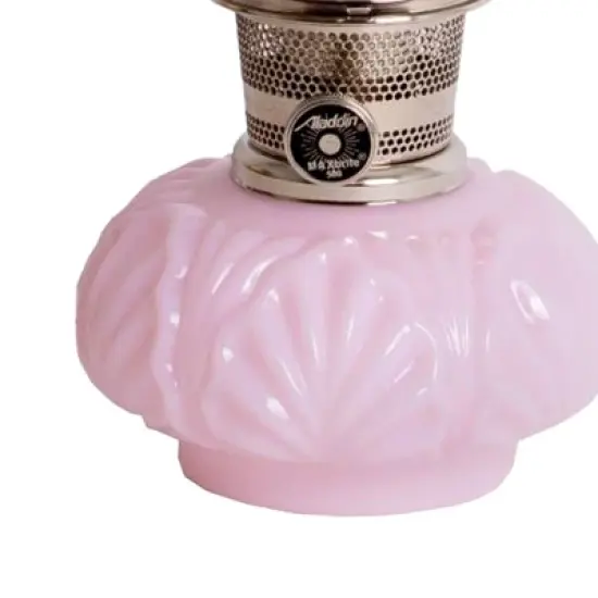 Aladdin Crown Tuscan Genie II Oil Lamp for Shelf or Table, Indoor Emergency Lighting, Limited Edition in Pink Glass with Nickel Burner image {2}