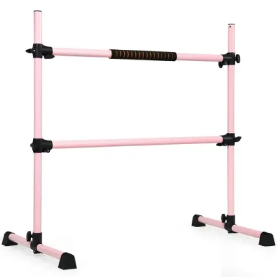 Costway Portable Ballet Barre 4ft Freestanding Adjustable Double Dance Bar Pink image {8}
